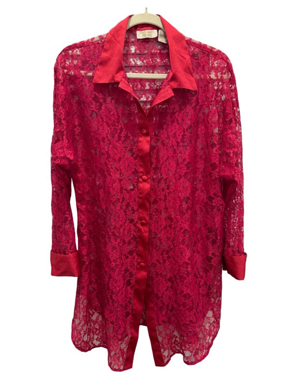 Victoria's Secret Gold Label Vintage Lace Button-Down Nightshirt/Blouse
